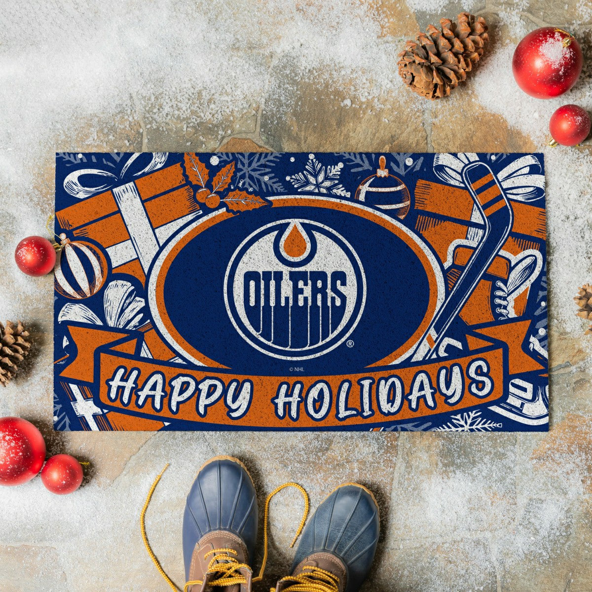 Edmonton Oilers Holiday PVC Mat, 28"x16"