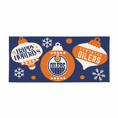 Edmonton Oilers Holiday Flocked Coir Sassafras Switch Mat, 22"x10"