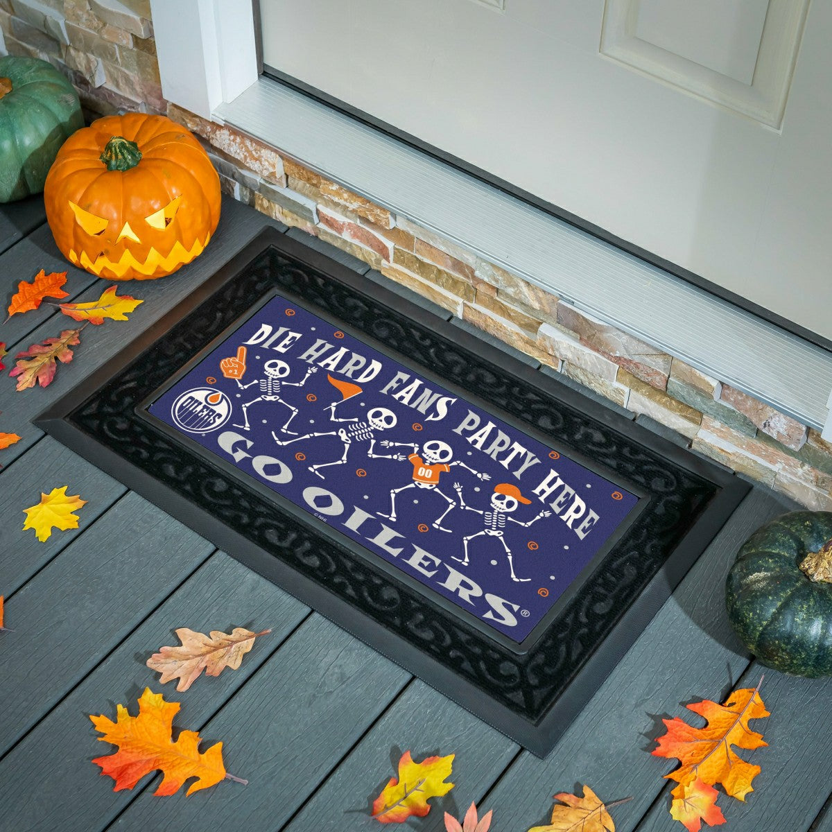 Edmonton Oilers Flocked Coir Halloween Sassafras Switch Mat, 22"x10"