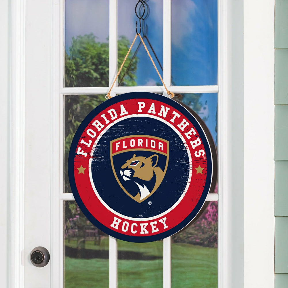 Florida Panthers Round Door Décor with Hanging Rope, 18x18