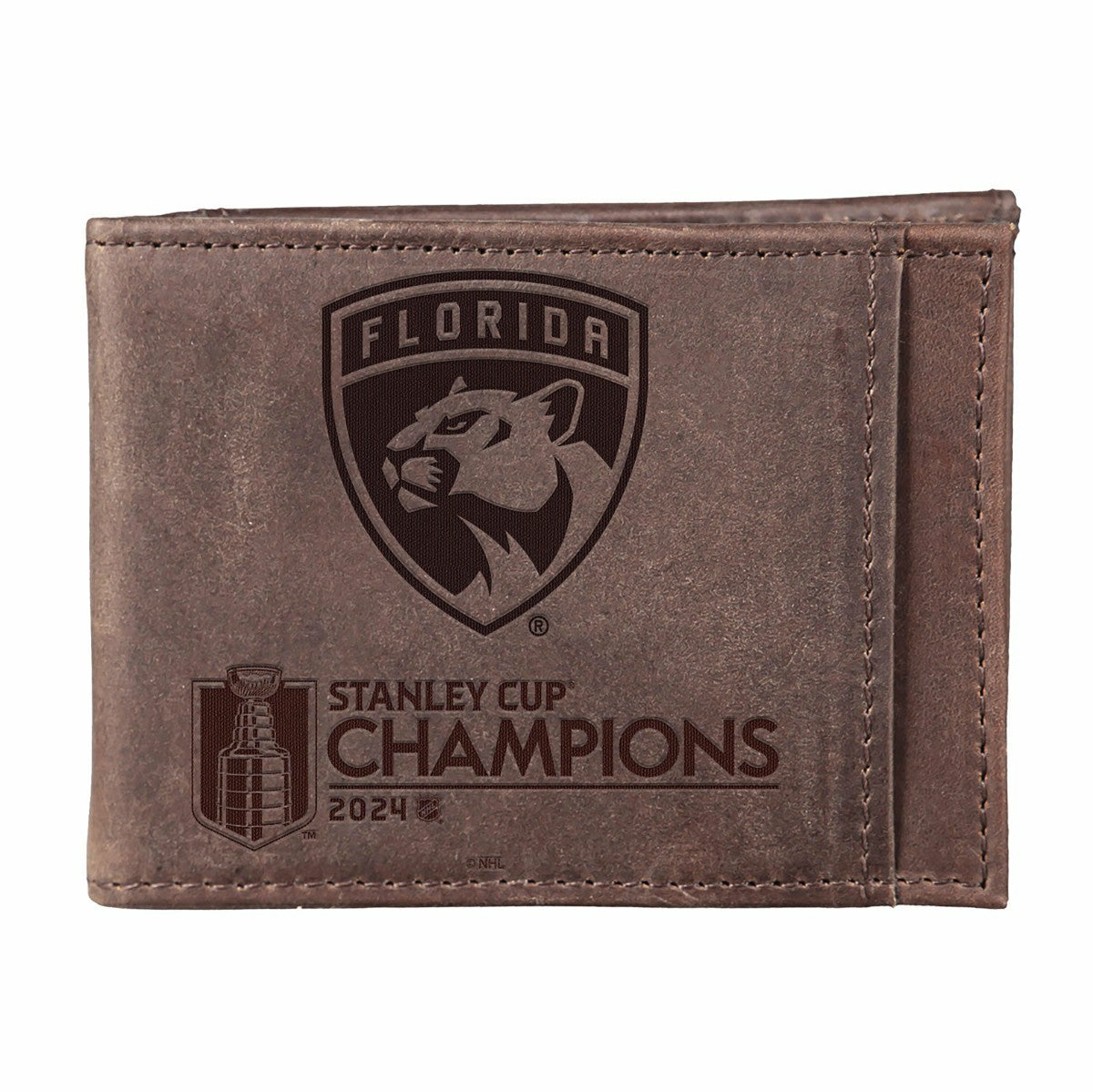 Florida Panthers Front Pocket Wallet with RFID Blocking, Brown, SC24 C