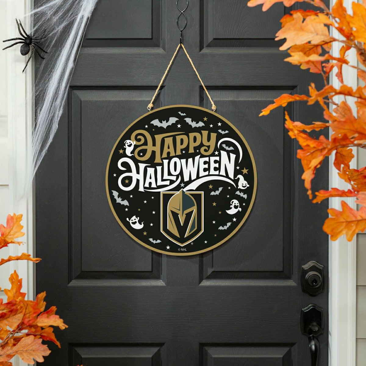 Vegas Golden Knights Halloween Round Door Décor with Hanging Rope, 18x