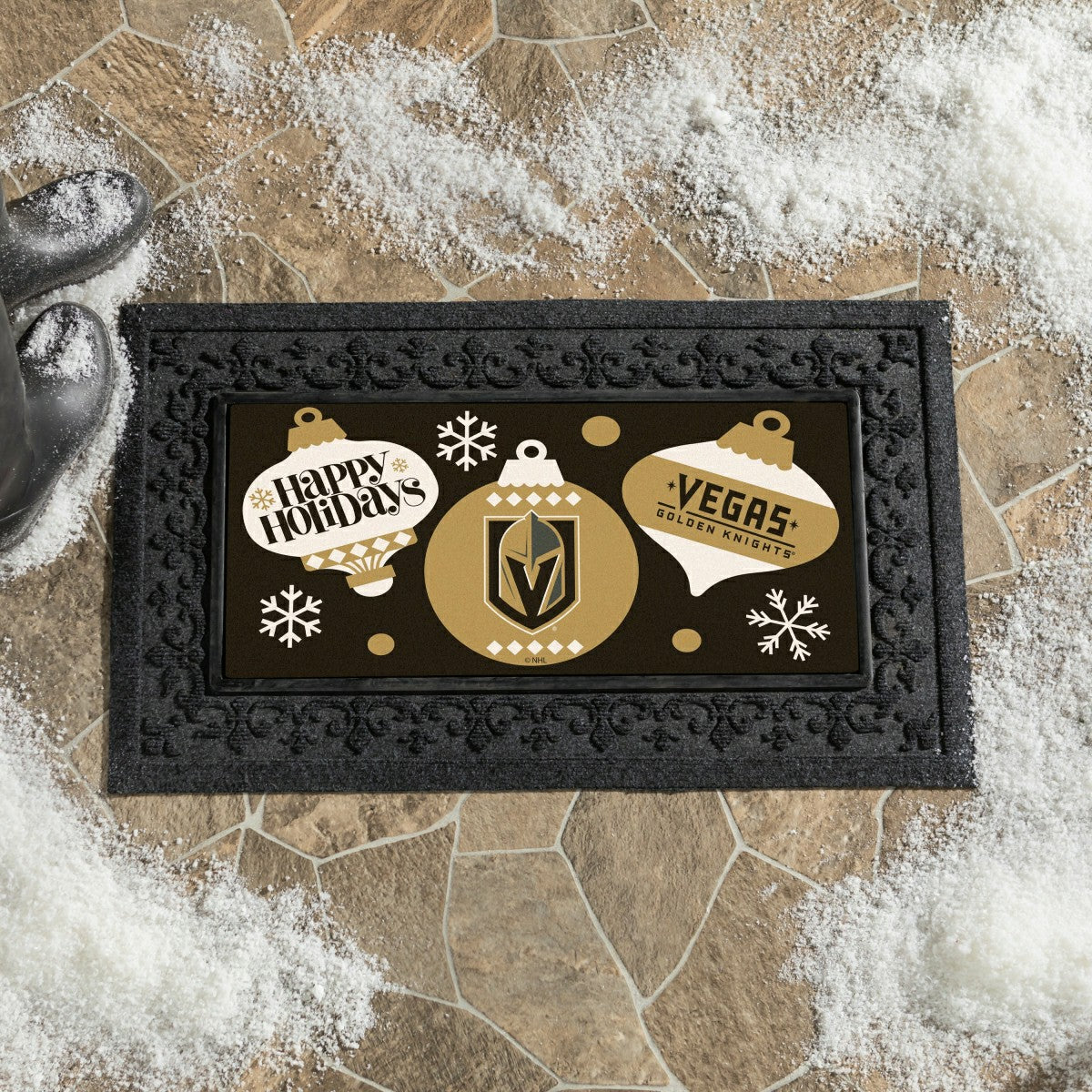 Vegas Golden Knights Holiday Flocked Coir Sassafras Switch Mat, 22"x10