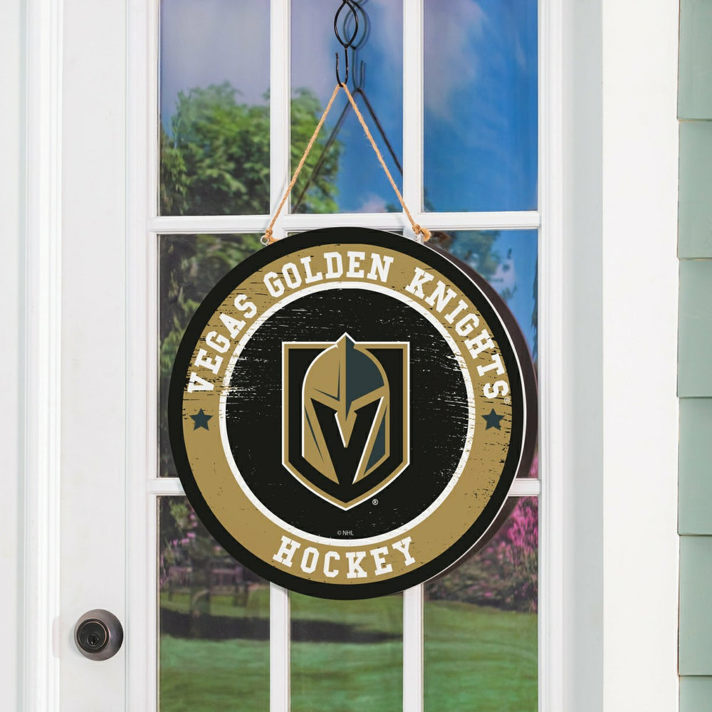 Vegas Golden Knights Round Door Décor with Hanging Rope, 18x18