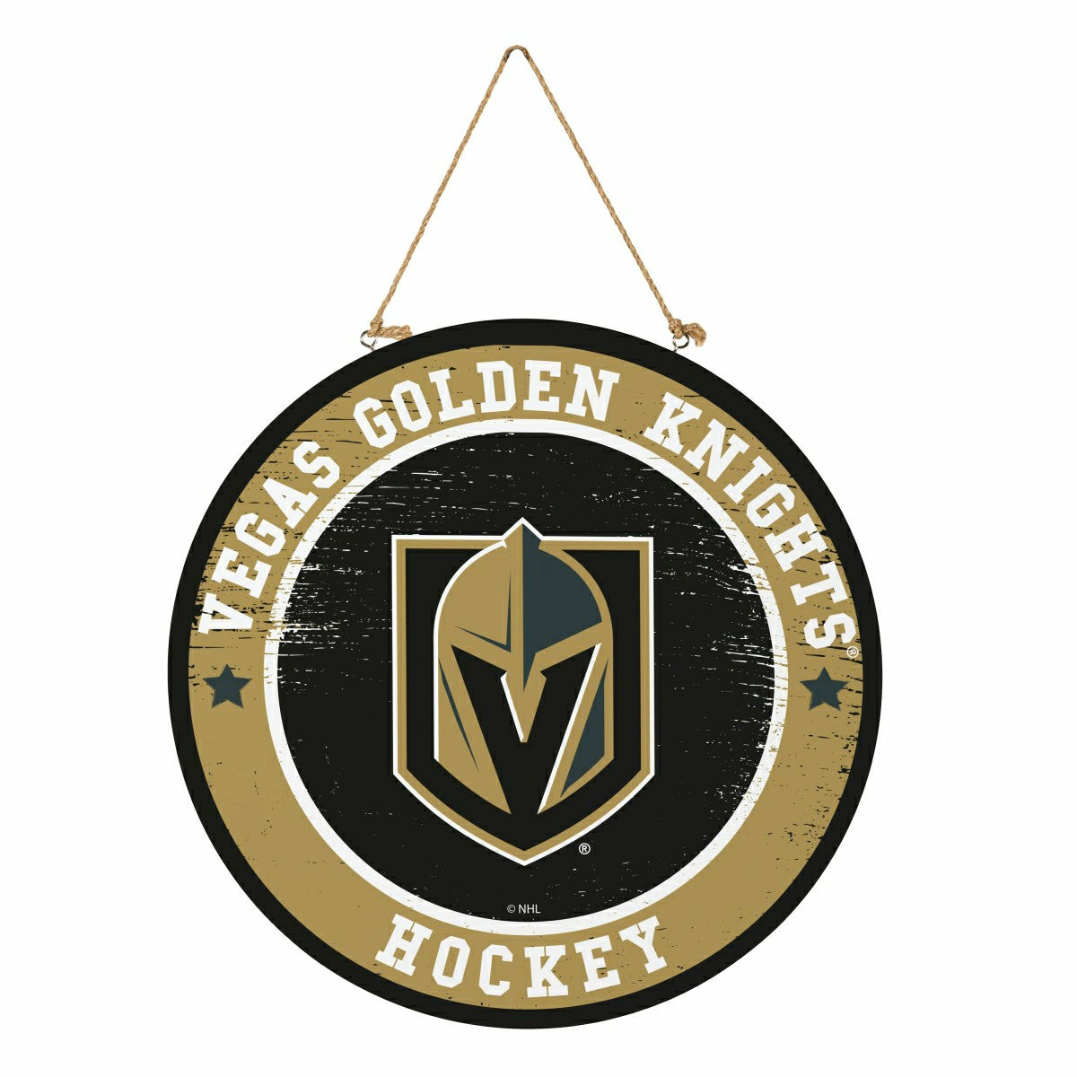 Vegas Golden Knights Round Door Décor with Hanging Rope, 18x18