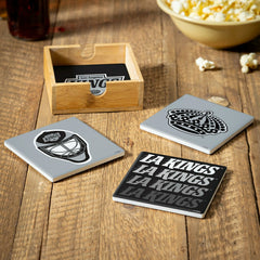 Los Angeles Kings Ceramic Coasters Set, 4pcs with Wood Caddy