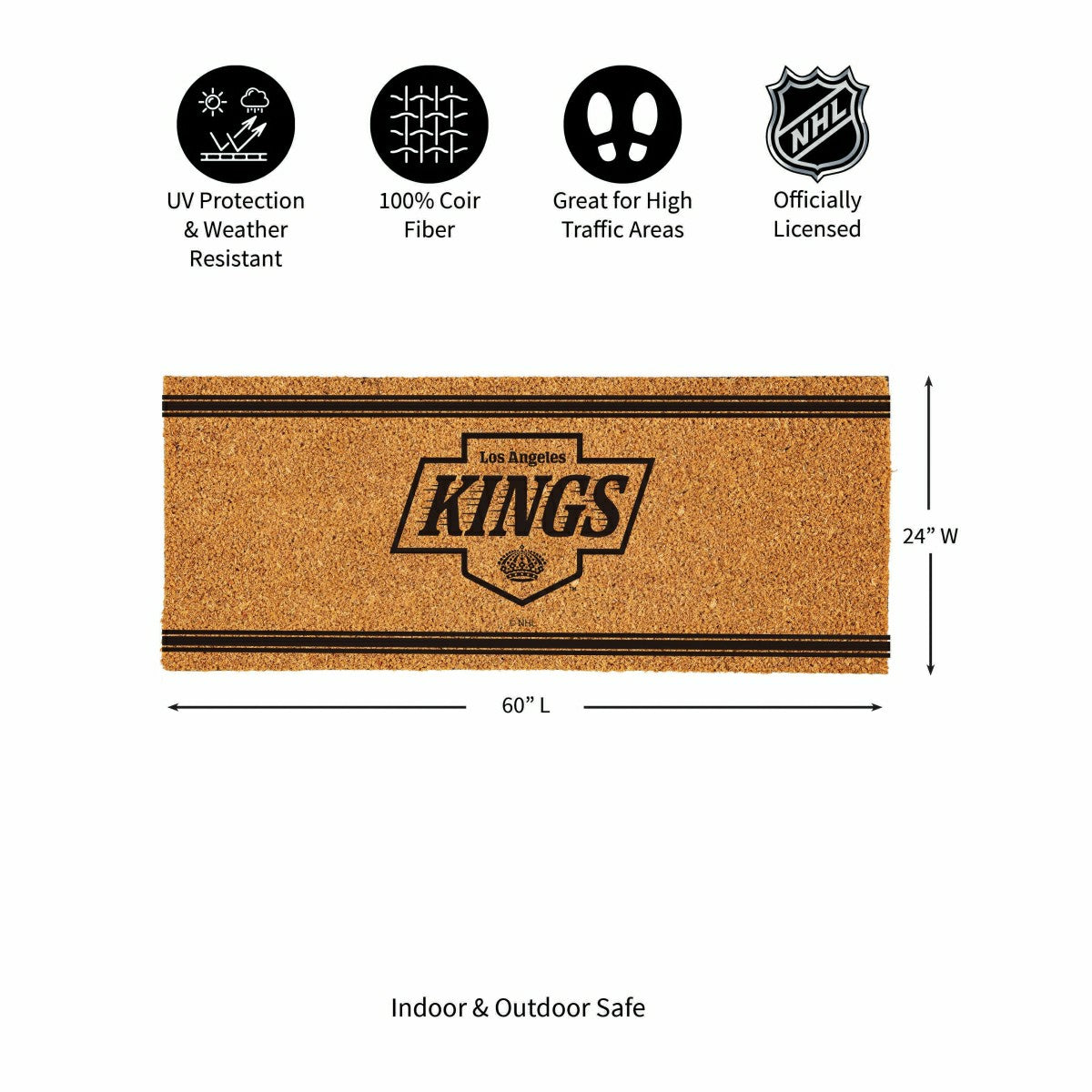 Los Angeles Kings Extra Large One Color Coir Mat, 60"x24"