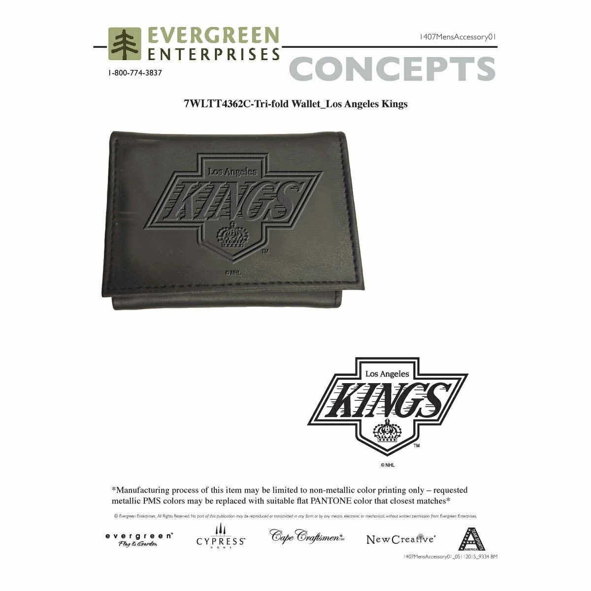 Los Angeles Kings, Tri-Fold Wallet, Black