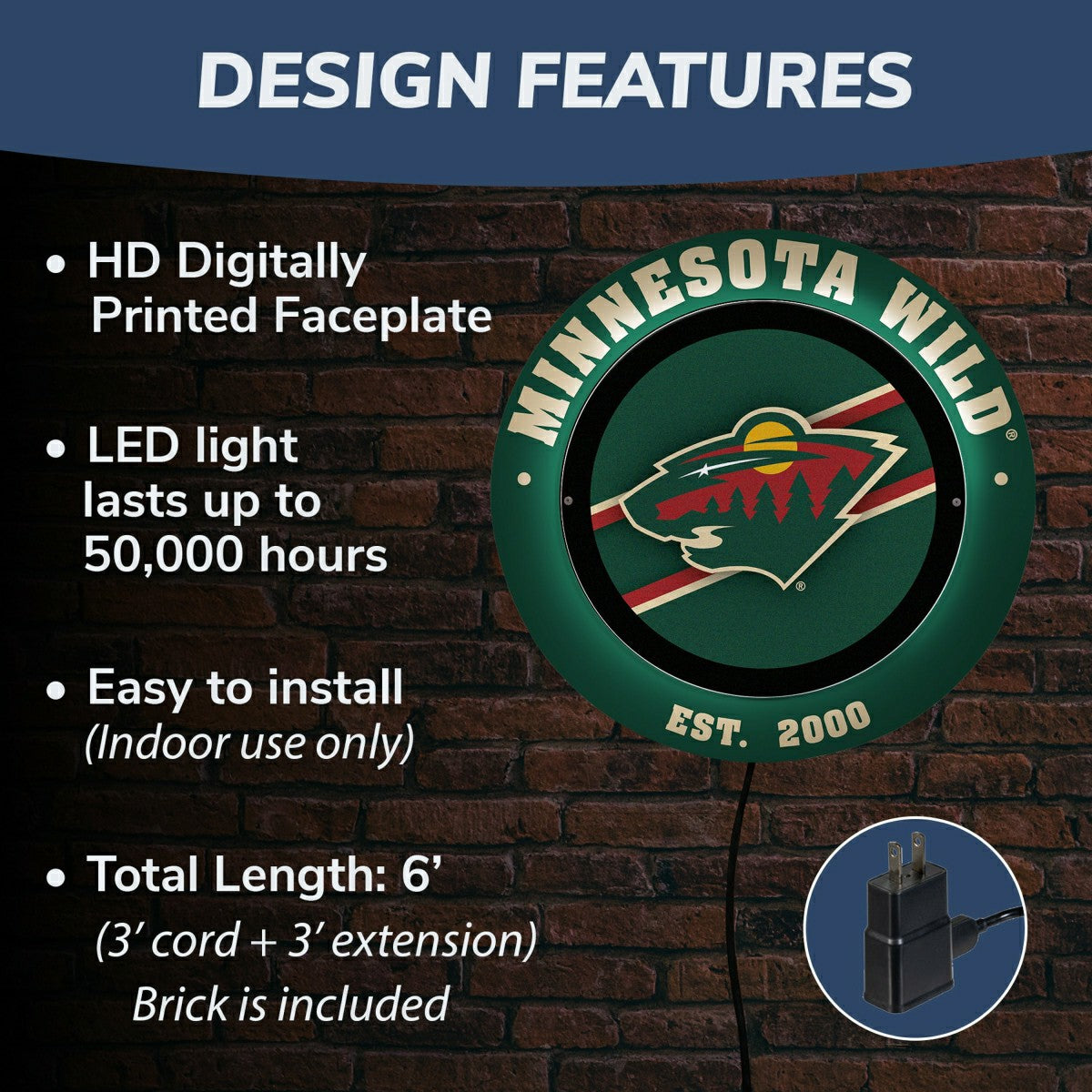 Minnesota Wild, Metal Lite, Round