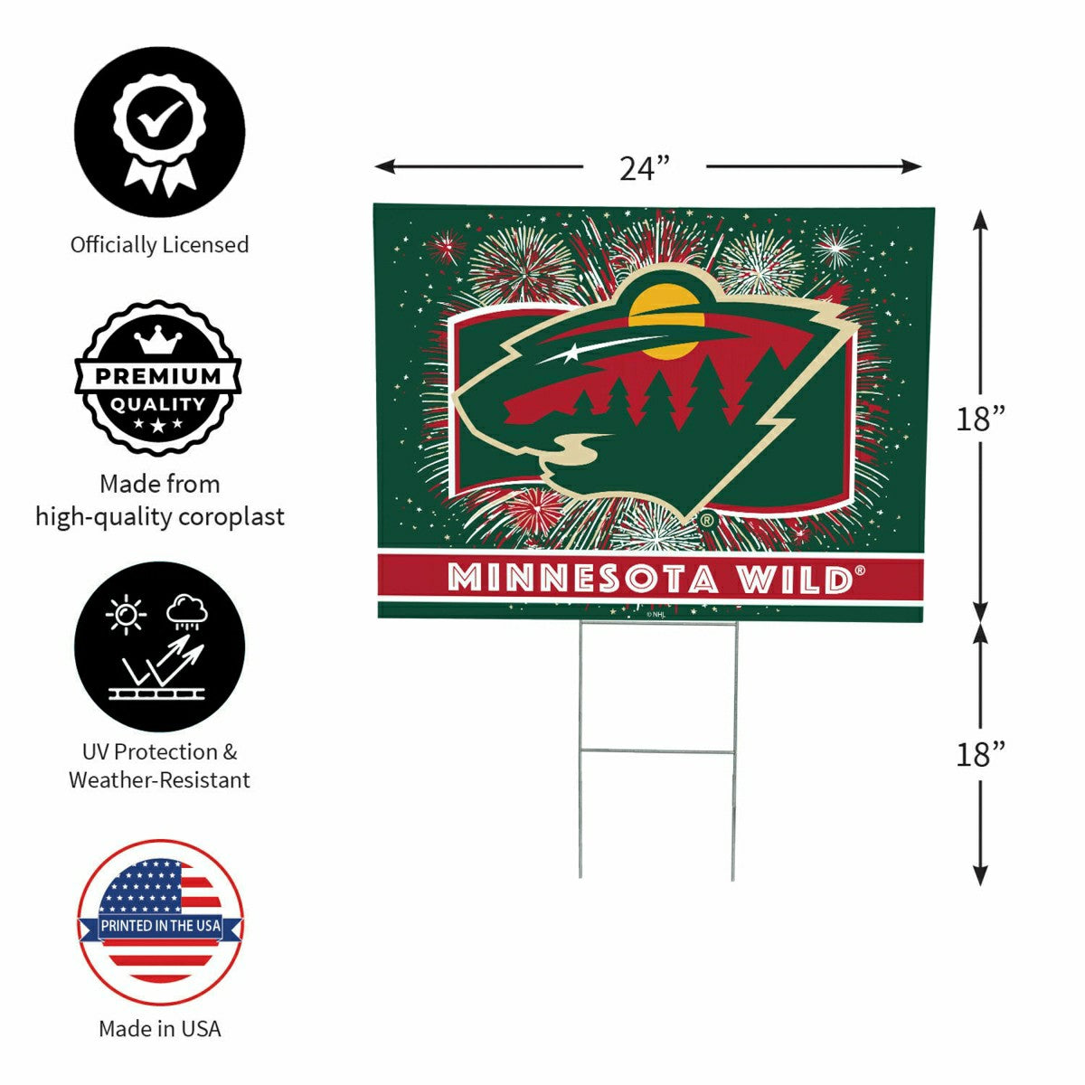 Minnesota Wild Yard Sign, Patriotic