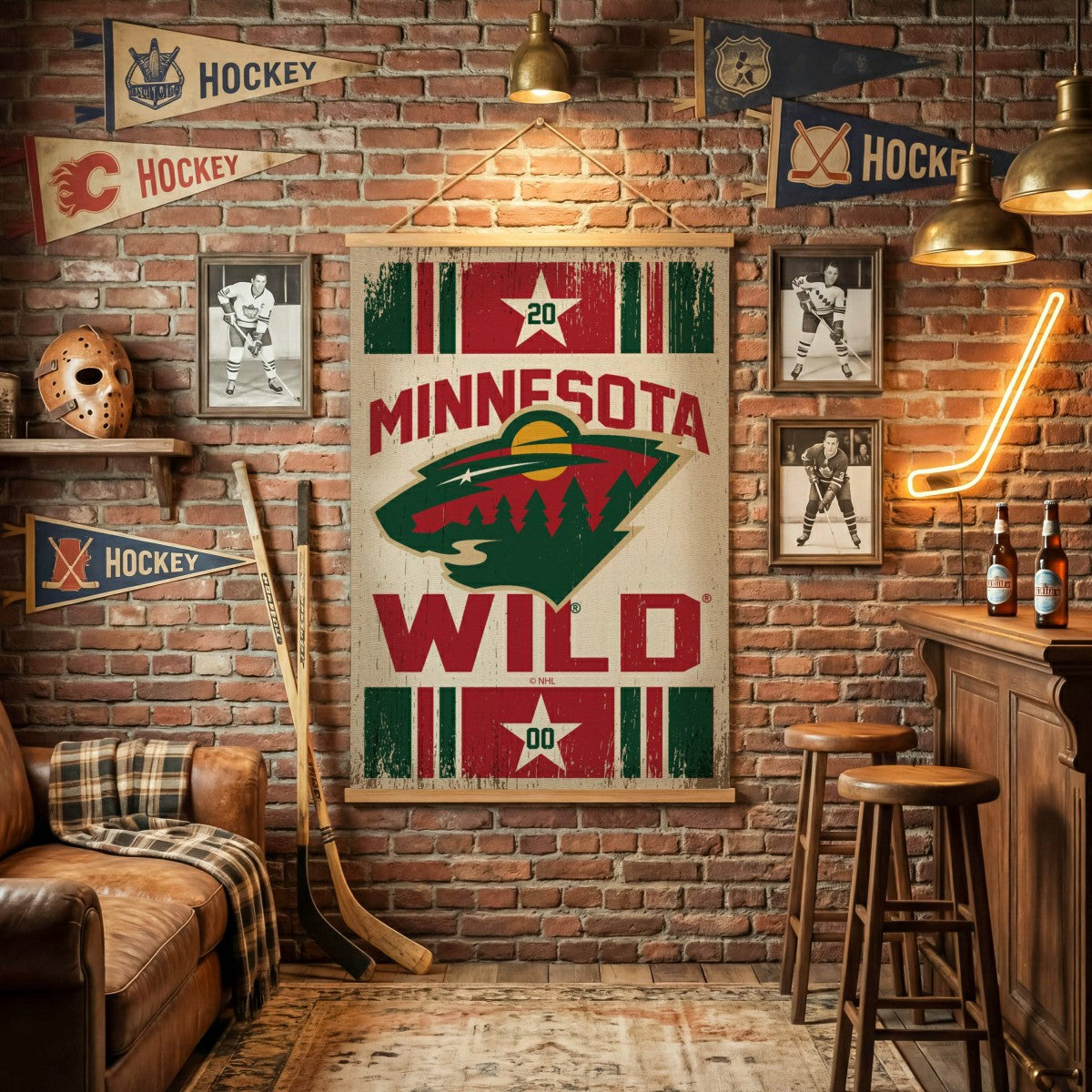 Minnesota Wild, Canvas Wall Tapestry, Large, 54x36