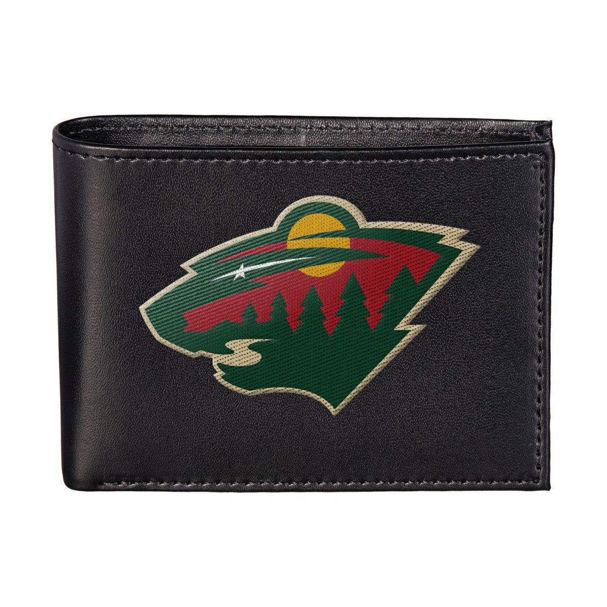 Minnesota Wild Black Bi-Fold Embroidered Wallet w/ RFID Blocking