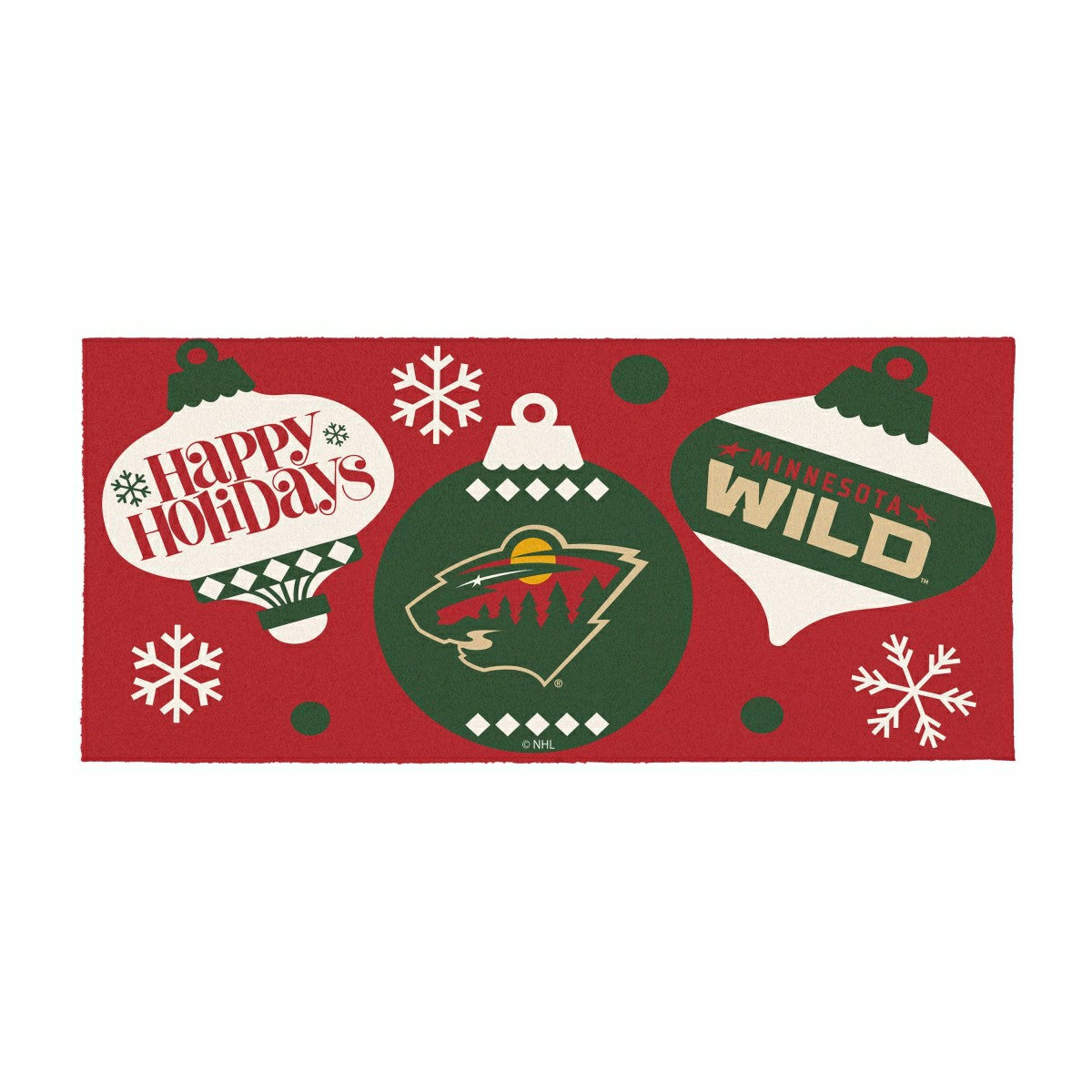 Minnesota Wild Holiday Flocked Coir Sassafras Switch Mat, 22"x10"