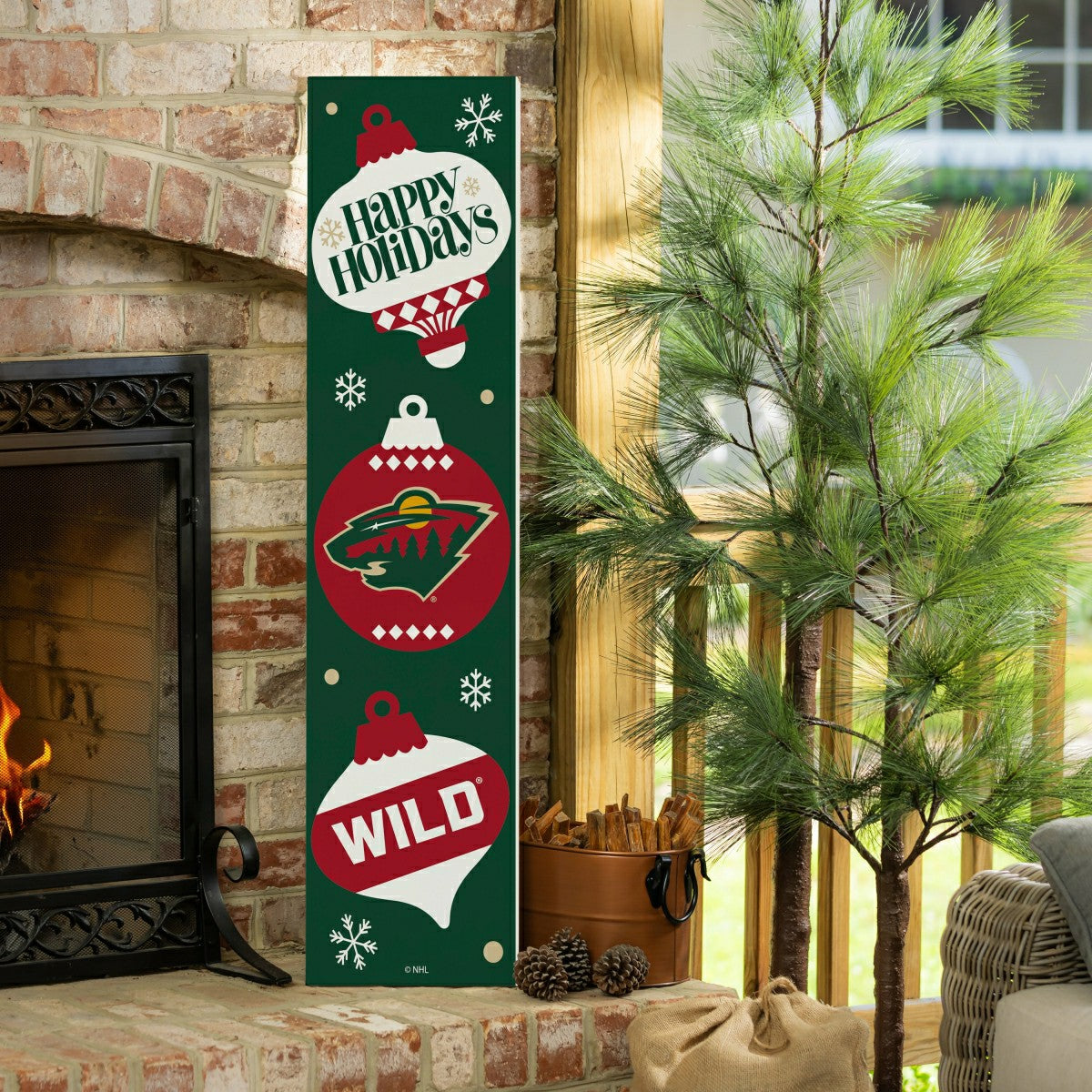 Minnesota Wild 47" Double Sided Leaner, Christmas