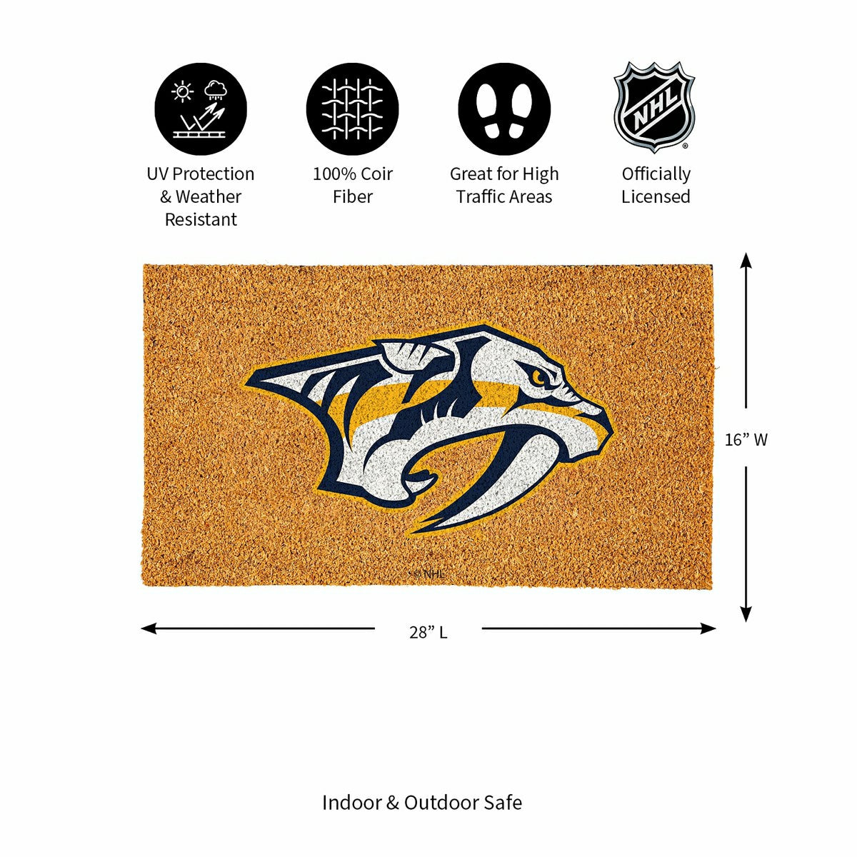Coir Mat, 16"x28", Nashville Predators