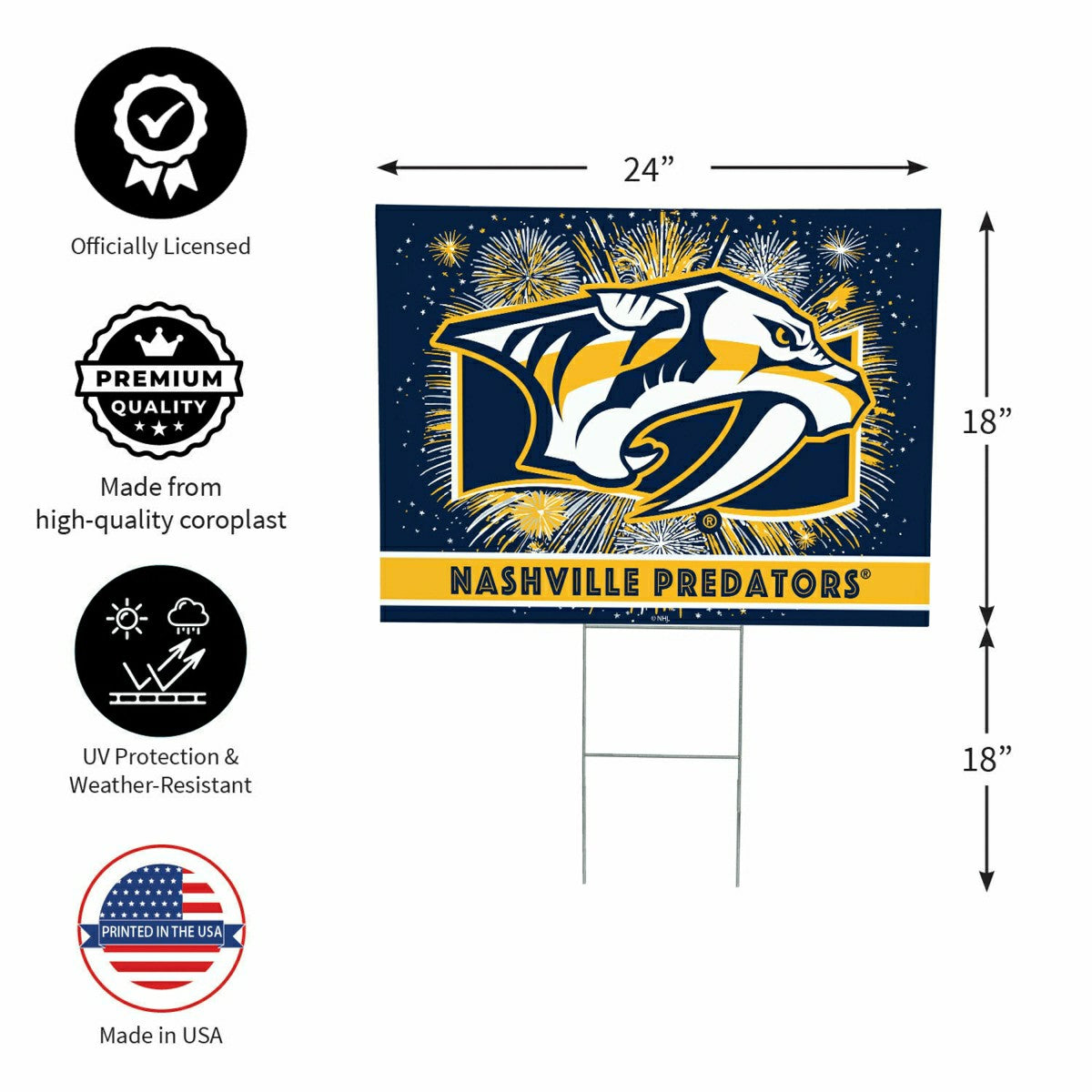 Nashville Predators Yard Sign, Patriotic