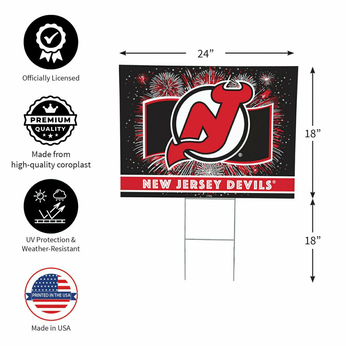 New Jersey Devils Yard Sign, Patriotic