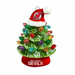 4" Mini LED Tabletop Christmas Tree, Set of 2, New Jersey Devils
