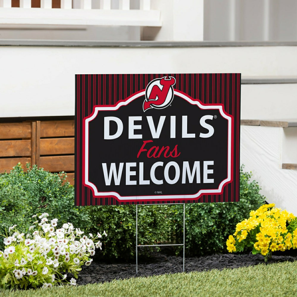 New Jersey Devils Coroplast Yard Sign, "Fans Welcome"
