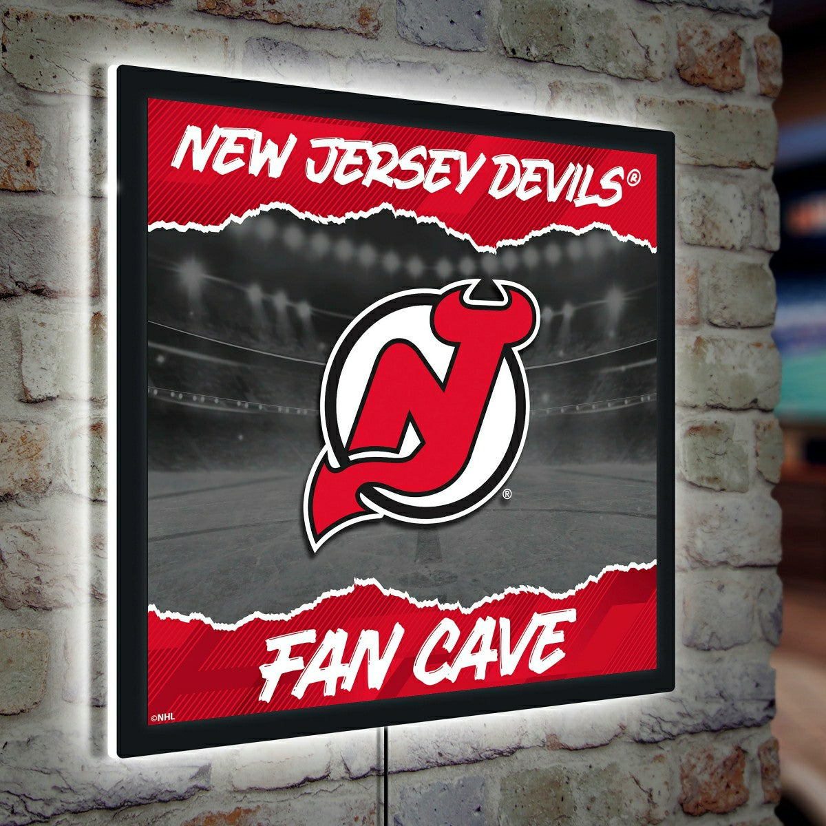 New Jersey Devils 23"H x 23"L LED Wall Decor, Edgelite, Square