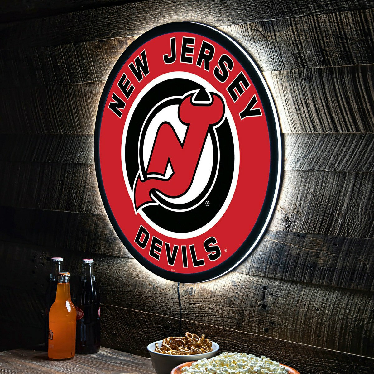 LED Wall Decor, Round, New Jersey Devils
