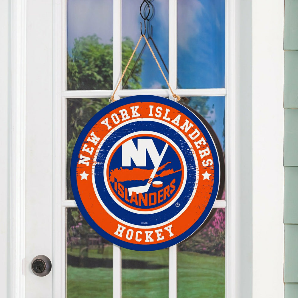 New York Islanders Round Door Décor with Hanging Rope, 18x18