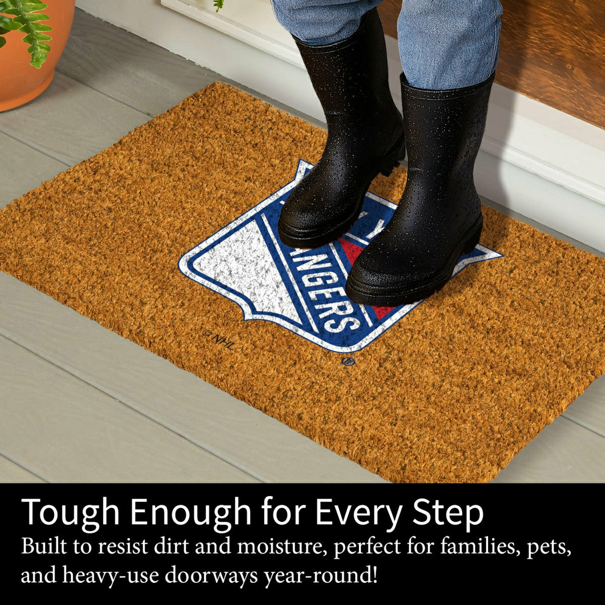 Coir Mat, 16"x28", New York Rangers