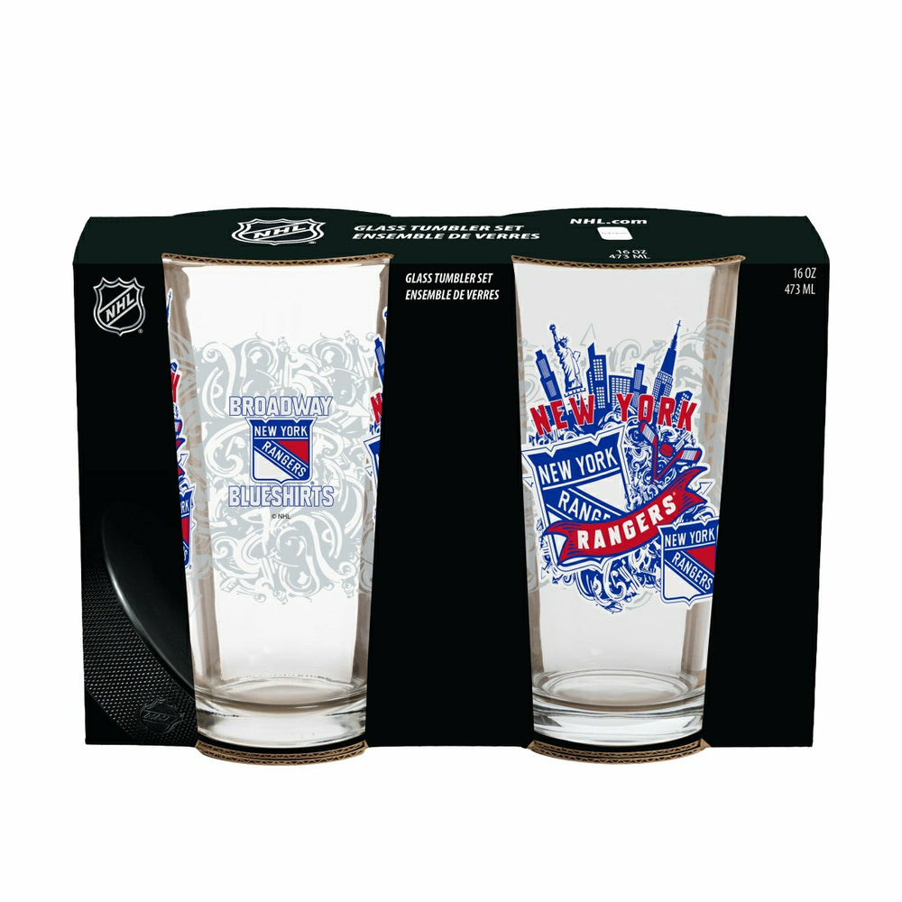 New York Rangers 16oz Glass pint, Set of 2