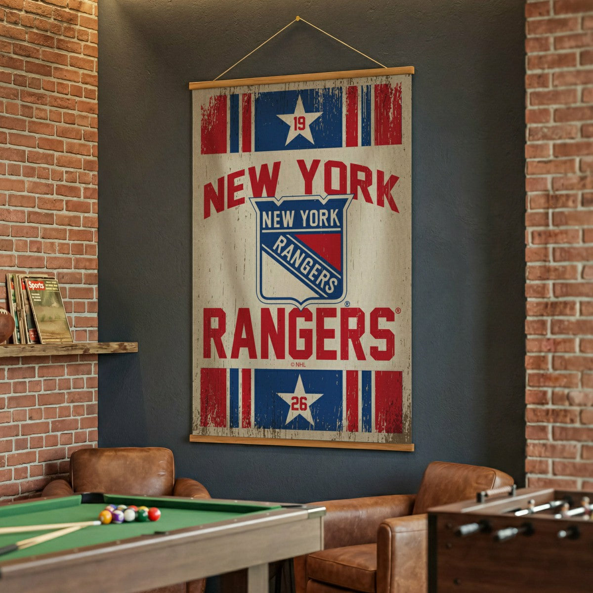 New York Rangers, Canvas Wall Tapestry, Large, 54x36