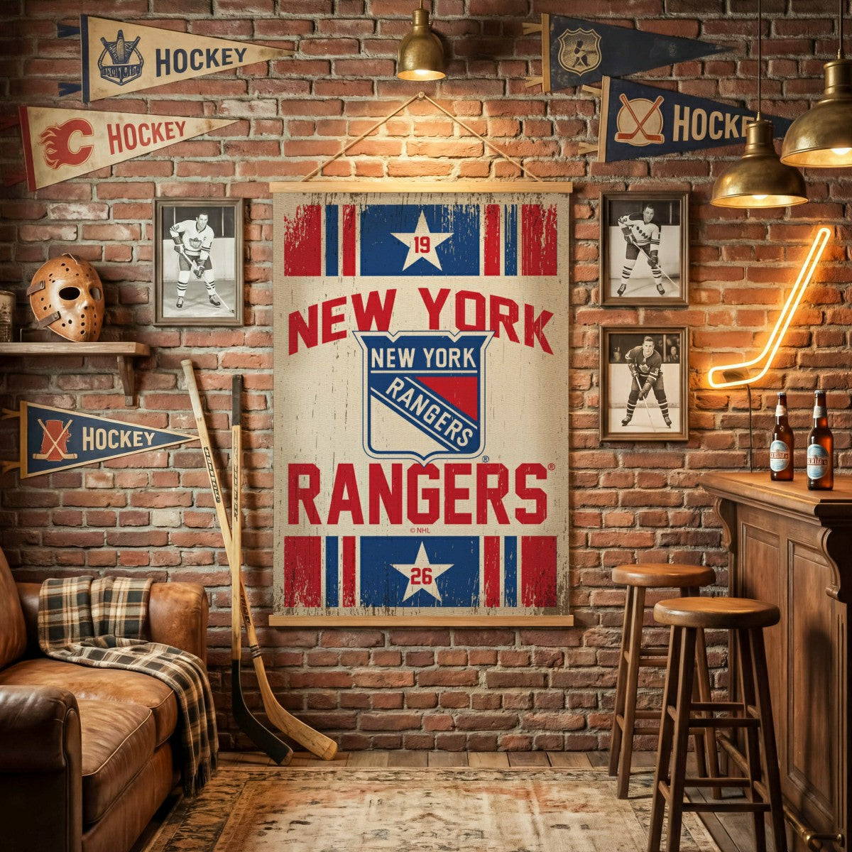 New York Rangers, Canvas Wall Tapestry, Large, 54x36