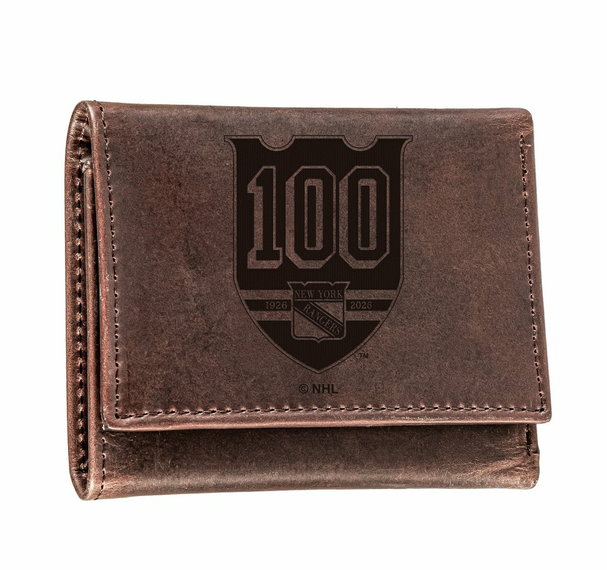 New York Rangers, 100 Anniversary Wallet, Tri-fold, Brown