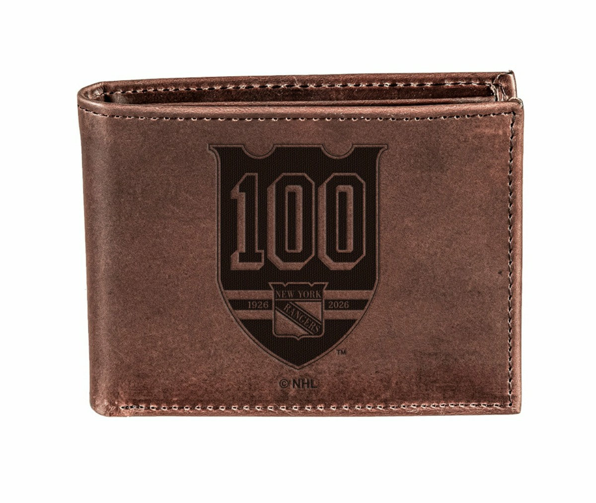 New York Rangers, 100 Anniversary Wallet, Bi-fold, Brown
