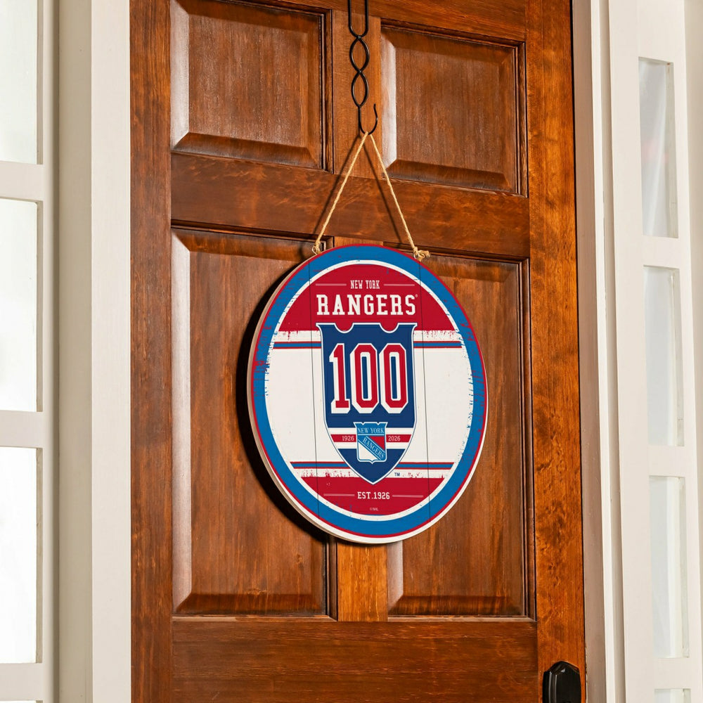 New York Rangers,100 Anniversary Round Door Decor with Hanging Rope, 1