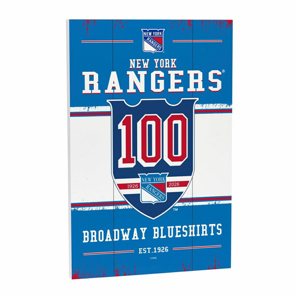 New York Rangers,100 Anniversary Wood Wall Sign, 16x24