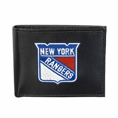 New York Rangers Black Bi-Fold Embroidered Wallet w/ RFID Blocking