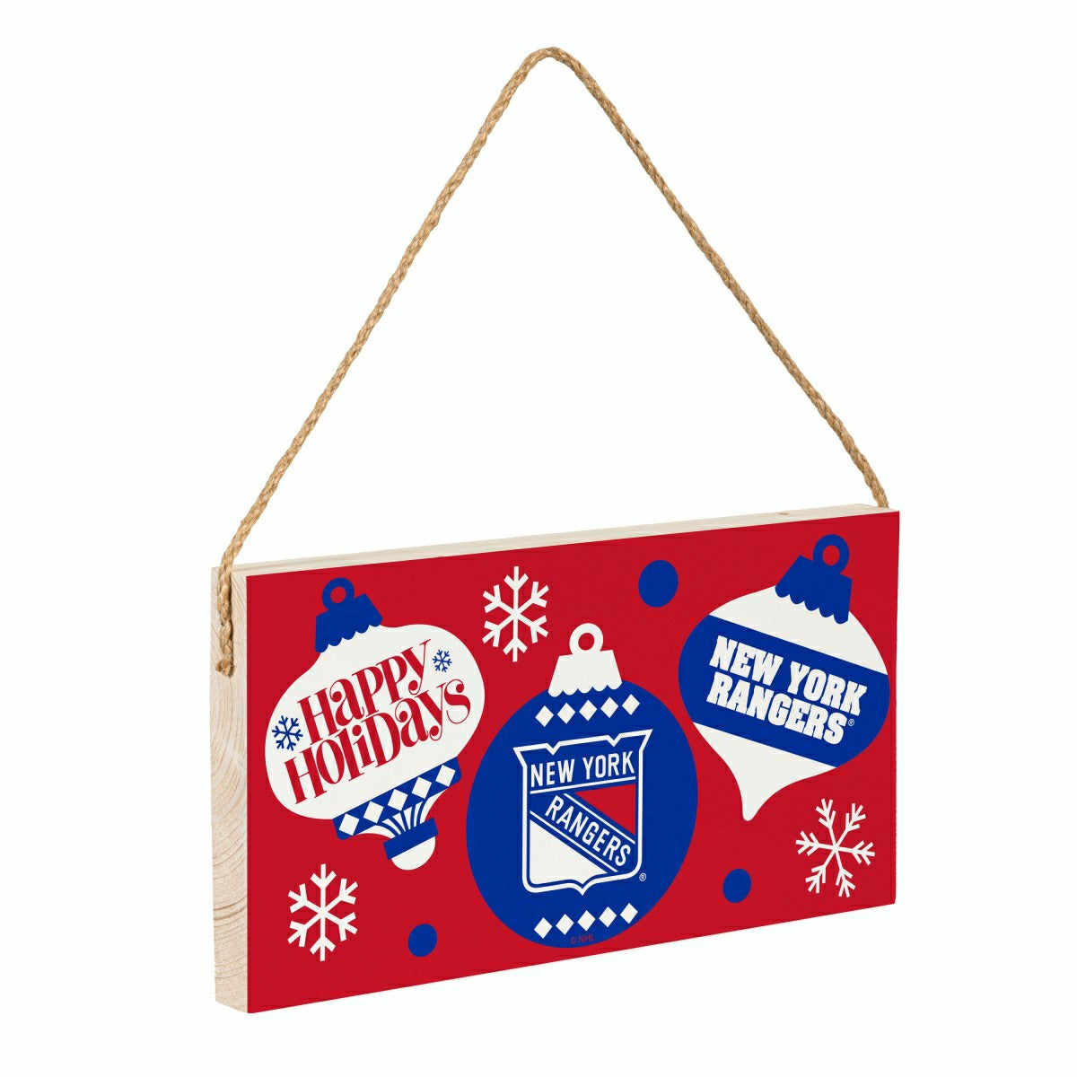 New York Rangers Holiday Wood Wall Sign, 6x11