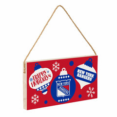 New York Rangers Holiday Wood Wall Sign, 6x11