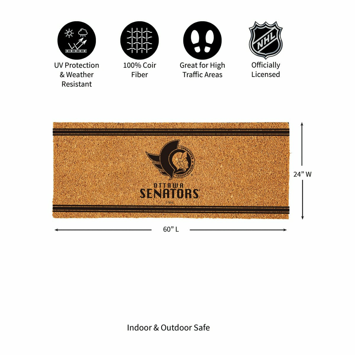 Ottawa Senators Extra Large One Color Coir Mat, 60"x24"