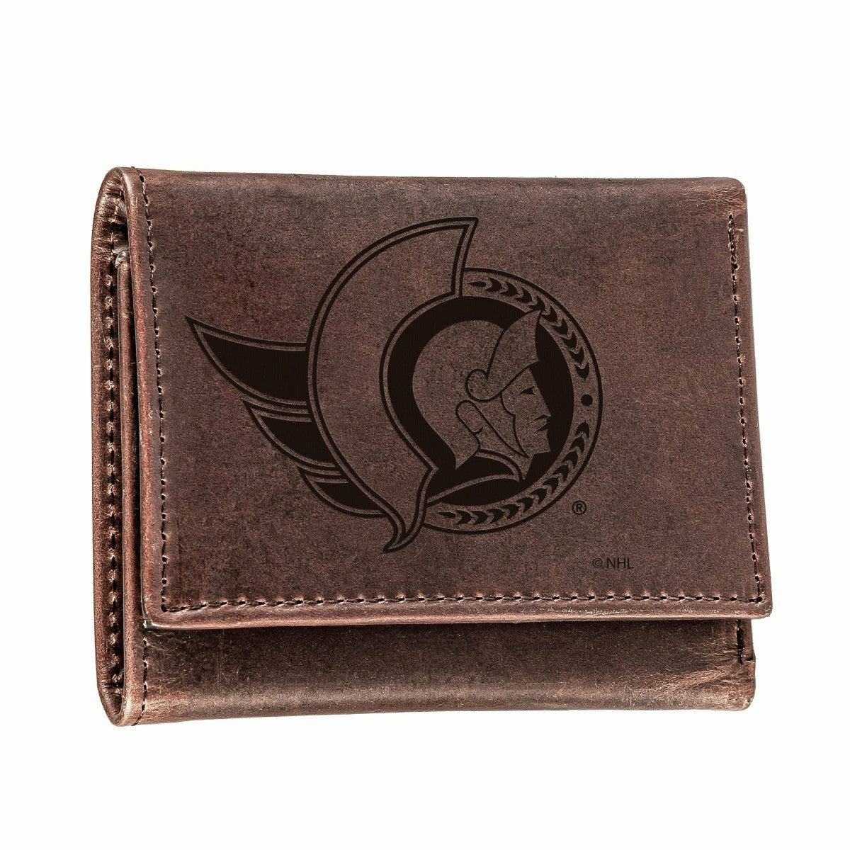 Ottawa Senators, Tri-Fold Wallet, Brown, CH, 100% Genuine Leather