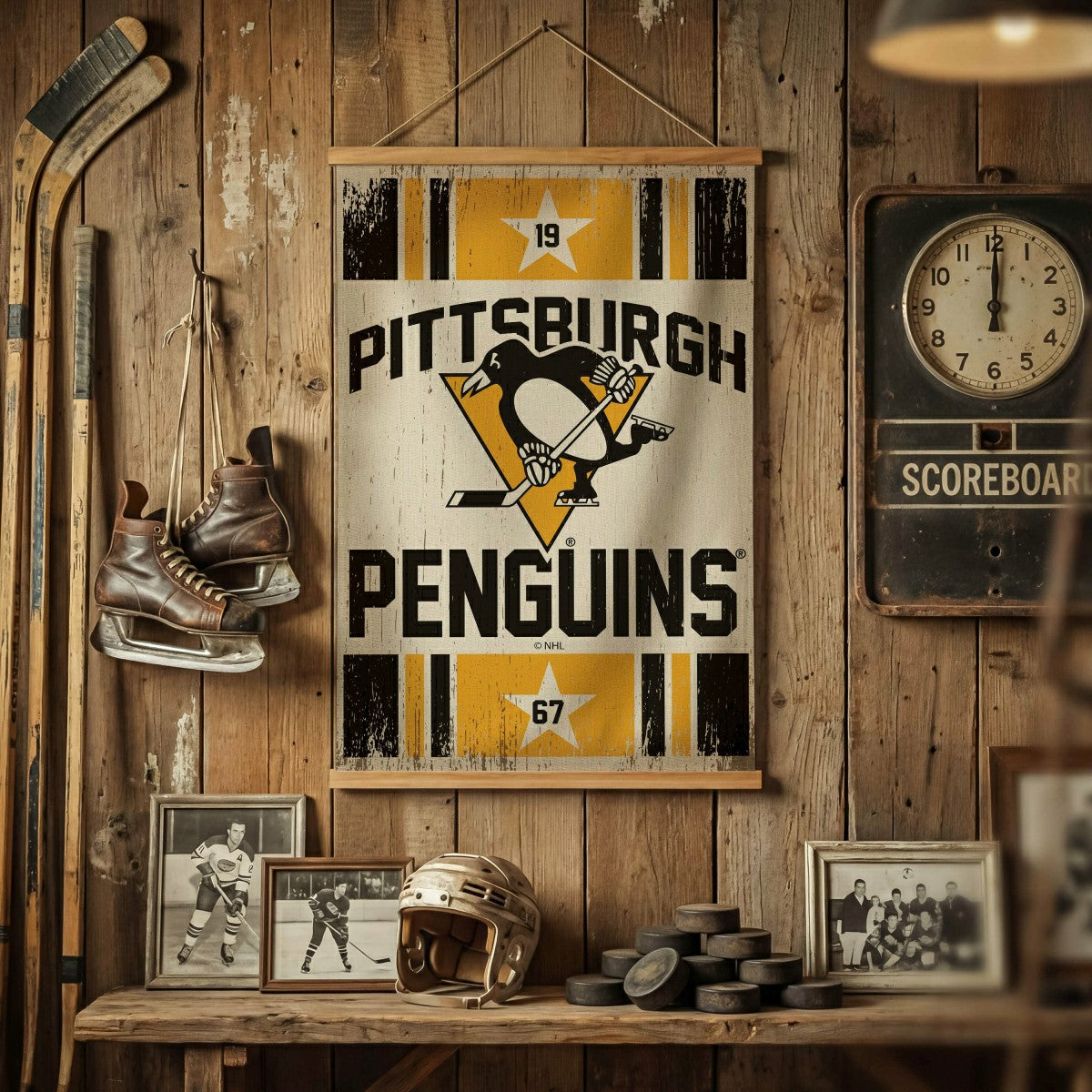 Pittsburgh Penguins, Canvas Wall Tapestry, Medium, 36x24