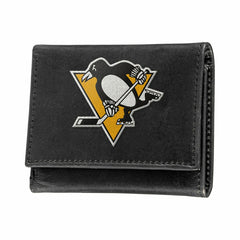 Pittsburgh Penguins Black Tri-Fold Embroidered Wallet w/ RFID Blocking