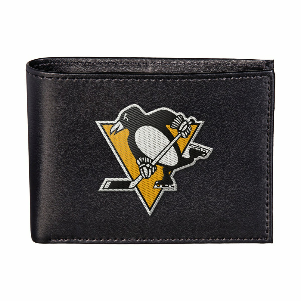 Pittsburgh Penguins Black Bi-Fold Embroidered Wallet w/ RFID Blocking
