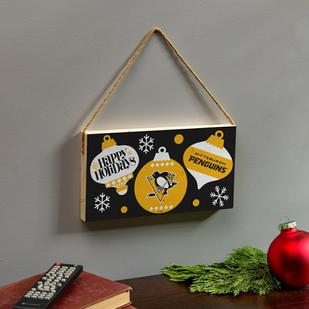 Pittsburgh Penguins Holiday Wood Wall Sign, 6x11