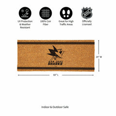 San Jose Sharks Extra Large One Color Coir Mat, 60"x24"