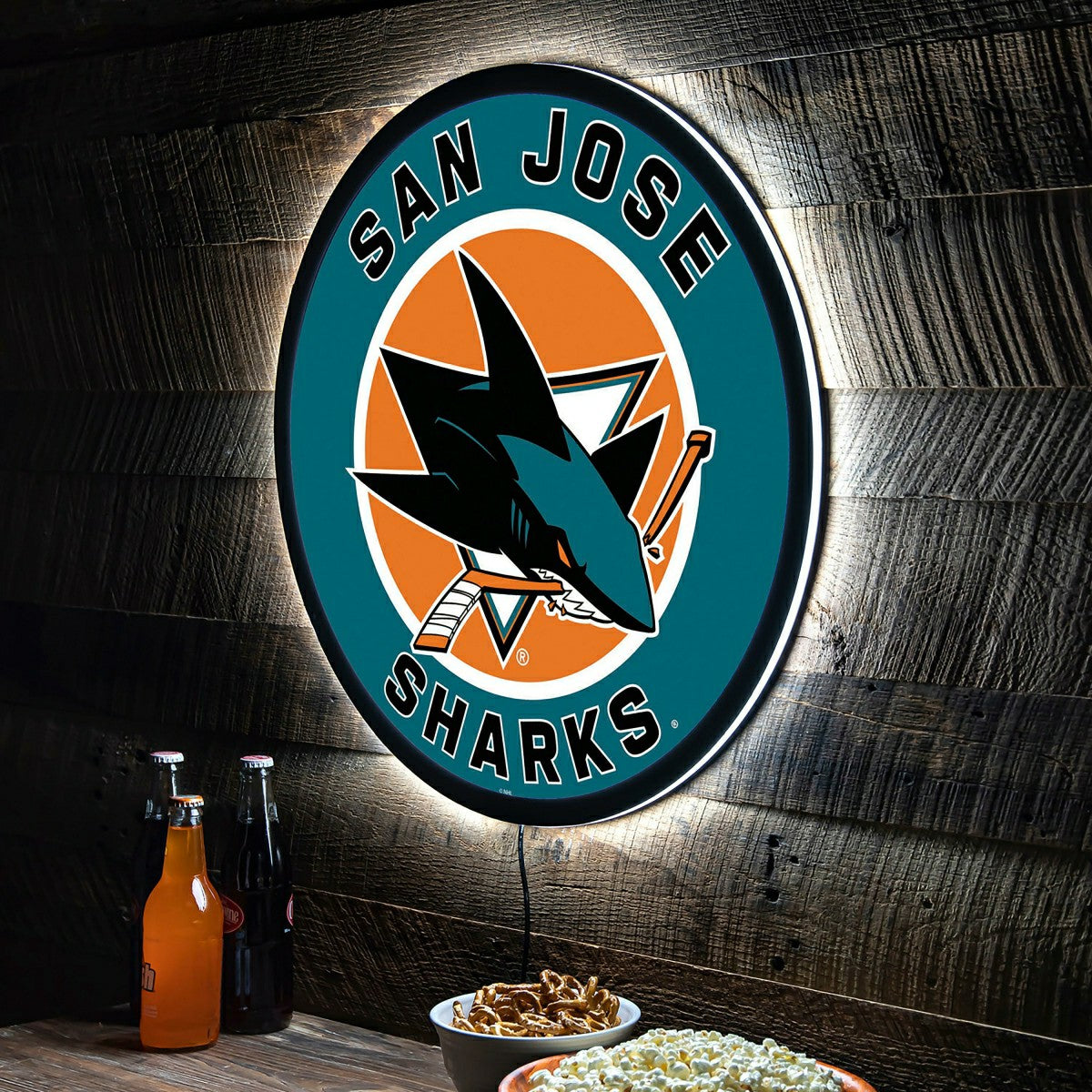 LED Wall Decor, Round, San Jose Sharks