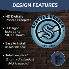 Seattle Kraken, Metal Lite, Round