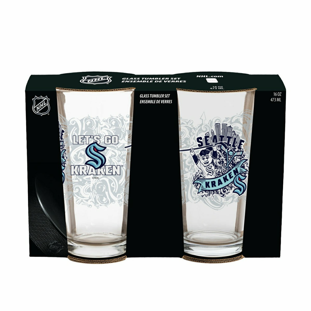 Seattle Kraken 16oz Glass pint, Set of 2