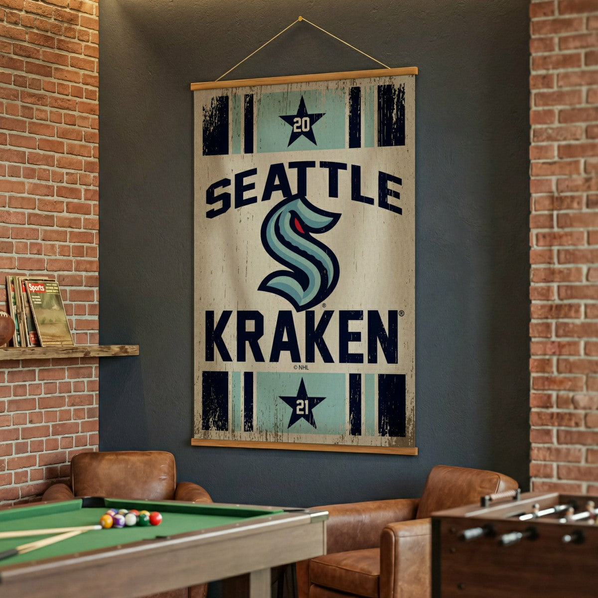 Seattle Kraken, Canvas Wall Tapestry, Large, 54x37
