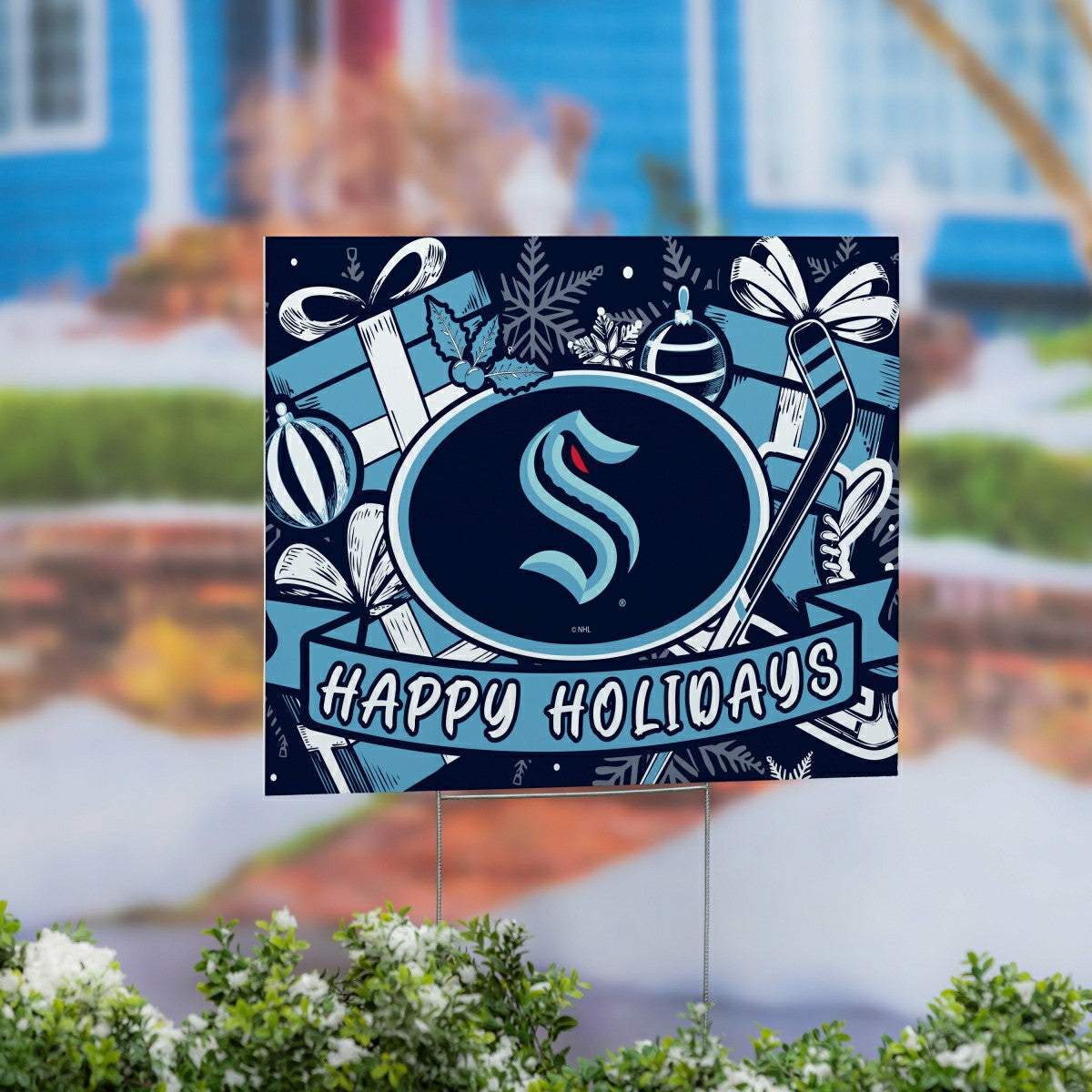Seattle Kraken Yard Sign, Holiday