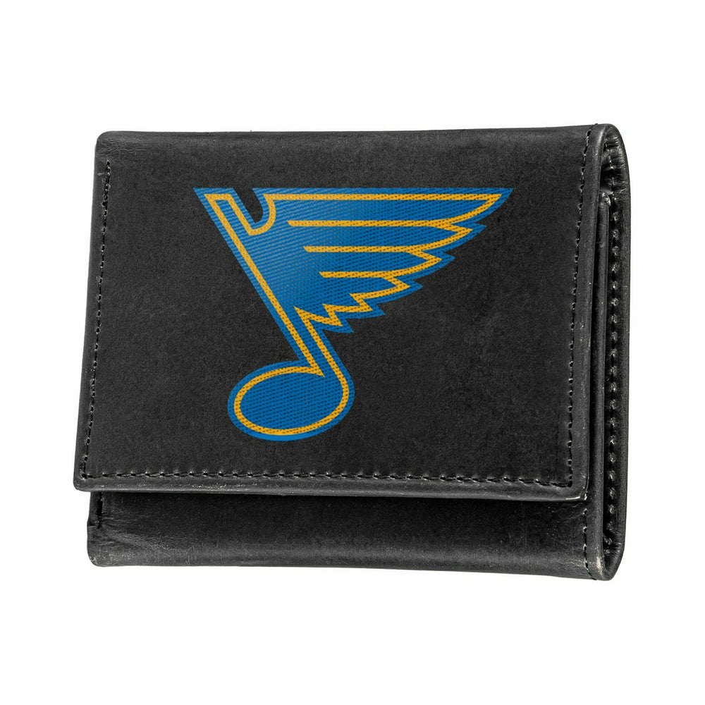 St Louis Blues Black Tri-Fold Embroidered Wallet w/ RFID Blocking